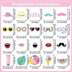 38 Pcs Summer Photo Booth Props Frame, Pink Summer Party Decorations Props, B…