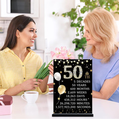 50Th Birthday Decorations Gift for Women Men, Black Gold Back in 1976 Poster Acr