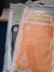 2 boxes of Halloween Pumpkin Pattern Orange Foil Fringe Curtain Party Decoration