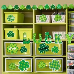 77Pcs St. Patrick’s Day Shamrock Cutouts Decorations Green Lucky Irish Paper…