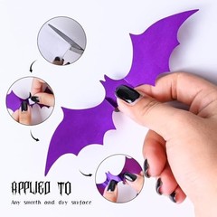 72PCS Halloween Bats Decoration, 4 Different Sizes Black Orange, And, Purple