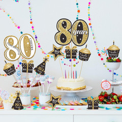 80th Birthday Centerpiece Sticks Gold Glitter Table Toppers Decor 24 Pack Party!