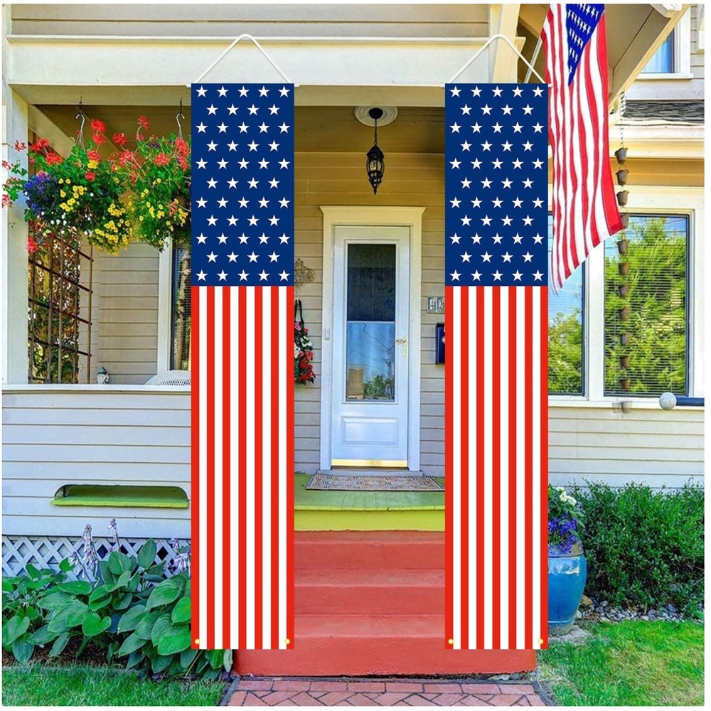Patriotic American Flag Banners – Set of 2