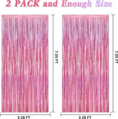 2 Pack Glitter Pink Backdrop, 3.28 FT x 7.05 FT Birthday Party Decorations