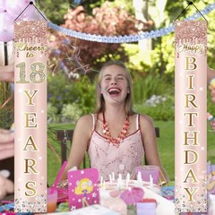 Sparkling 18th Birthday Door Banner for Girls