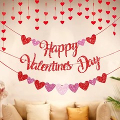 Happy Valentines Day Heart Banner Kit Garland Galentines Wedding Anniversary