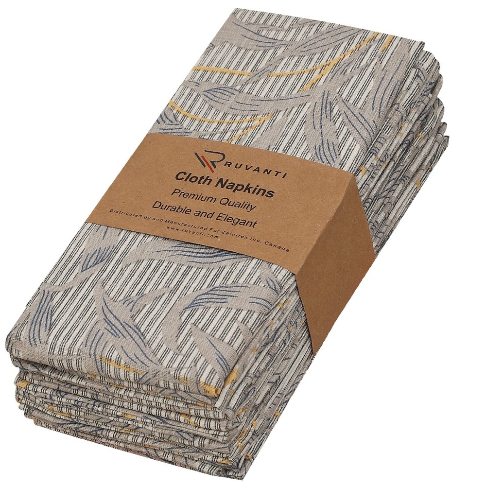 RUVANTI Cloth Napkins Set of 6 Cotton 100%, 18×18 Inches Napkins Cloth Washab…