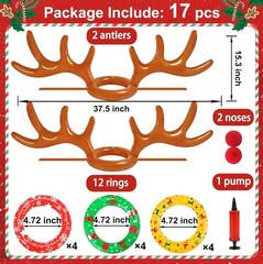 Christmas Inflatable Reindeer Antler Ring Toss Game 2 Sets, 2024 A-antlers