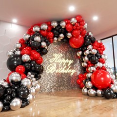«140Pcs Red Black Balloons Arch Kit for Birthday, Wedding, Graduation Decor»