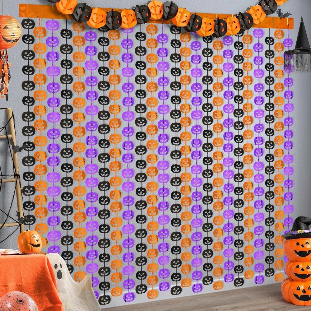 Halloween Party Decorations,2 Pack Orange Purple Black Pumpkin Metallic Foil Fri