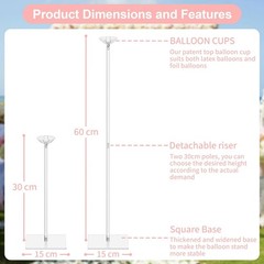 4 Pack Clear Acrylic Table Balloon Stand Kit, 23.6 Inch Tabletop Balloons Center