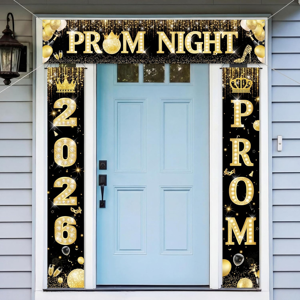 3 Pcs Prom Night Decorations 2026 Graduation Party Supplies Gold Glitter Prom Se