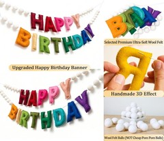 Wool Felt Rainbow Birthday Garland – Perfect for Memorable Celebrations