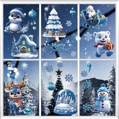 Christmas Window Clings 106Pcs, 2026 New Double Sided Blue