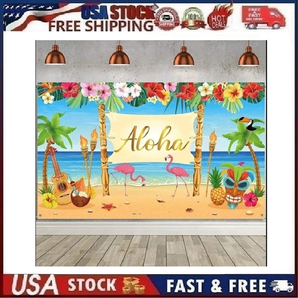 Hawaiian Aloha Luau Party Decoration, Extra Large Summer Luau Beach Party Banner