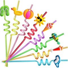 Durable and Flexible Beach Drinking Straws – 24 Pack with 2 Cleaning Brushes