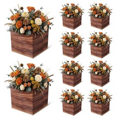 10 Pcs Rustic Wood Grain Paper Flower Boxes 7 Inch Farmhouse Baby Shower Wedd…