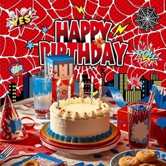 Superhero Spiderman Backdrop Happy Birthday Party Photo Background Banner 4×6 Ft