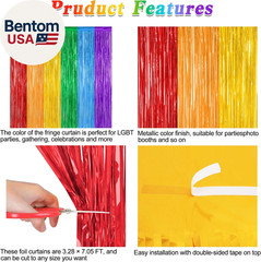 2 Pack Rainbow Backdrop Curtains, 3.28 FT X 7.05 FT Colofull Party Decorations,