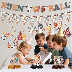 Born 2 Decorations – 13 Pcs Basketball Rugby Football Baseball Party Banner S…
