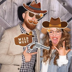 24 PCS Western Cowboy Photo Booth Props Cowboy Cowgirl Birthday Decorations