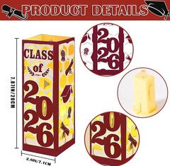 12 PCS Light Up Graduation Centerpieces Class Of 2026 Lantern Boxes Maroon