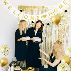 12pcs Gold Welcome Home Decoration Banner&Balloons