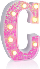 Pink Light up Letters，Pink Party Decorations,Girls Room Decor,Glitter Light Up L
