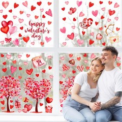 6 Sheet Valentines Day Decorations Heart Window 24 x 36 inches, Pink
