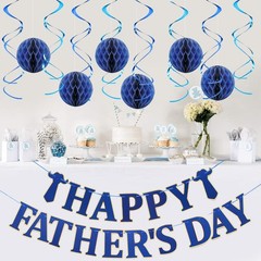 Happy Fathers Day Decorations, Father’s Day Decor Banner with Hanging Swirls, H