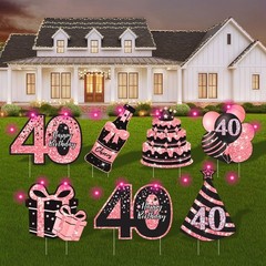40th Birthday Decorations for Women – 7 Pcs 15 inches x 11 inches, Pink