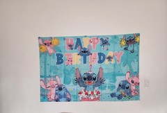 Stitch and Angel Happy Birthday Backdrop Banner