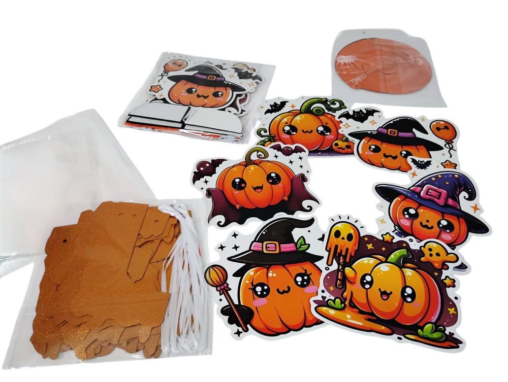 Kids Halloween Party Decoration Set Kawaii Pumpkin Centerpiece Banner 16 Pc NEW