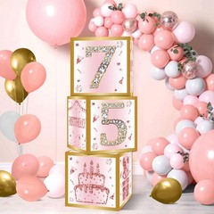 75th Birthday Decorations Boxes for Women – 3PCS Pink Rose Gold Happy 75th Bi…