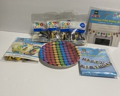 Birthday Party 7 Items Banners,clothespin Photo Kit Plates,Balloons Helium 24pcs
