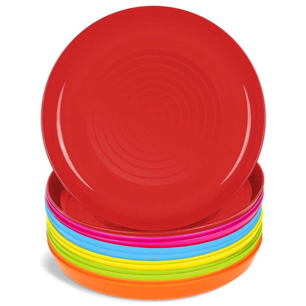 PLASKIDY Kids Plates Set of 12 – Small, Blue Red Green yellow Pink Orange