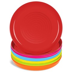 PLASKIDY Kids Plates Set of 12 – Small, Blue Red Green yellow Pink Orange