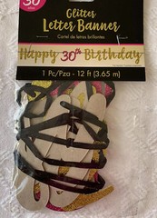 30th Birthday – Cheerful – Glitter Banner – Party Decorations – Happy Birthday