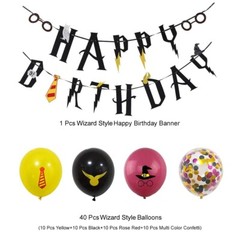 Magical Wizard Style Happy Birthday Banner and Magician Party Decorations-69Pcs