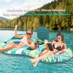 5-in-1 Pool Floats Adult Heavy Duty River Tube, 2 Person Water Lounge Tanning…