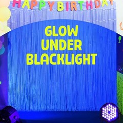Transform Your Events: 2 Pack Glow in The Dark Fringe Curtains 6.6 ft Neon Decor