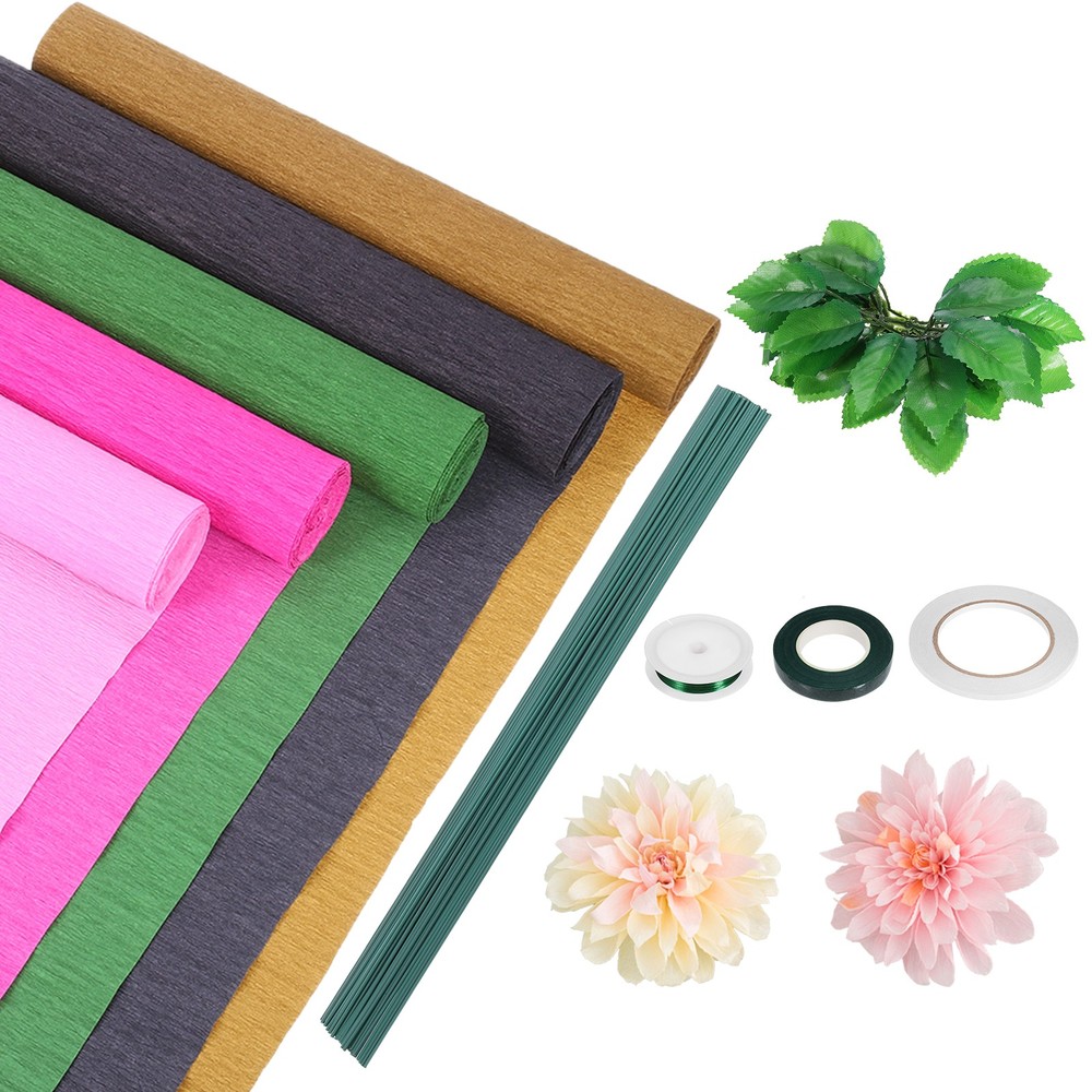 5 Colors Crepe Paper Flower Kit 8.2ft x 10 in for Wedding Decoration