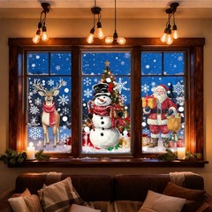 XZENTIRA Large Christmas Window Clings 3 Sheets Extra Santa Multicolor
