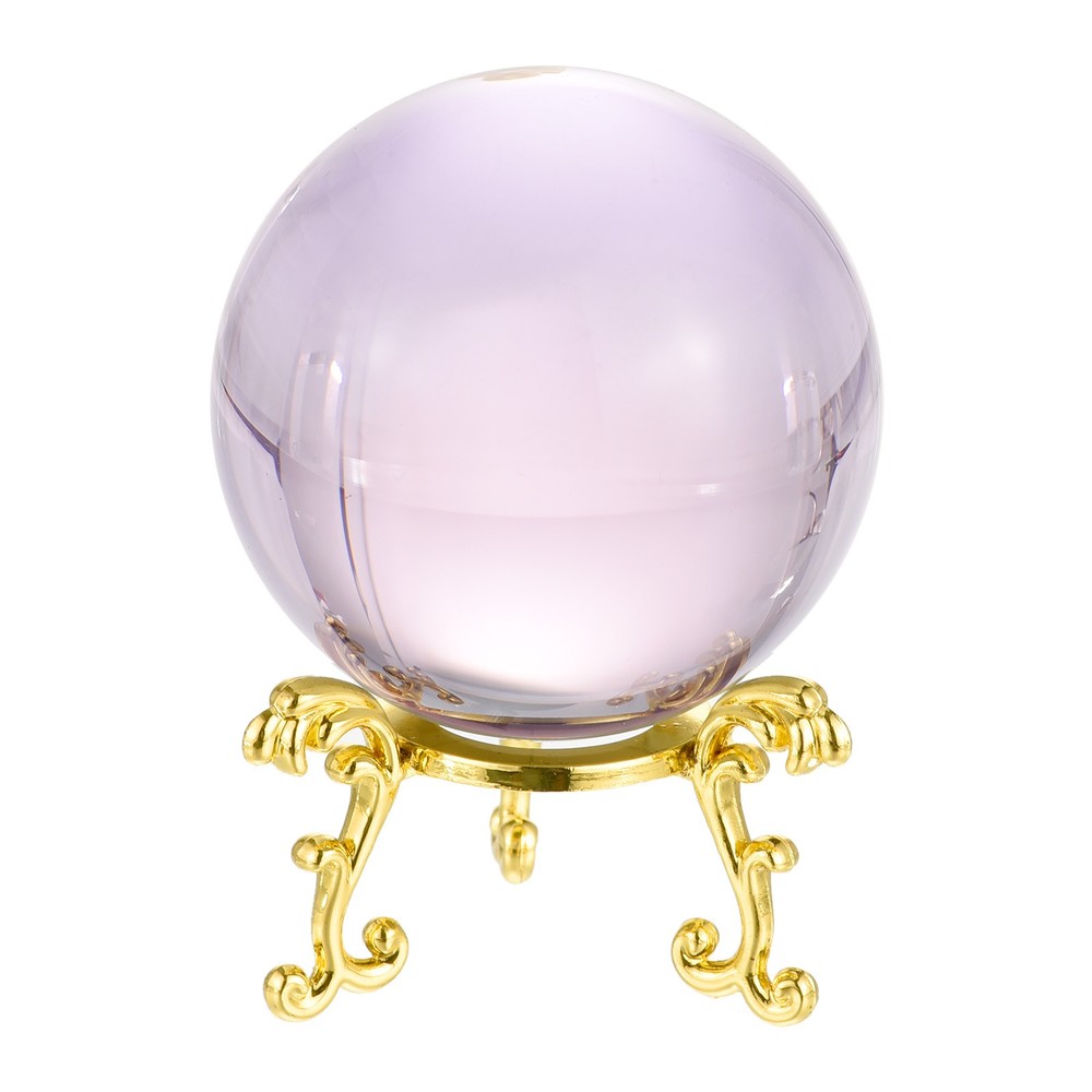 1Set 60mm/2.4″ K9 Crystal Ball Decorative Ball w Box and Metal Stand Pink