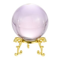 1Set 60mm/2.4″ K9 Crystal Ball Decorative Ball w Box and Metal Stand Pink