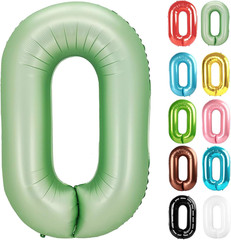 Sage Green Number 0 Balloon 40 Inch, 0 Balloon Numberfor 10Th 20Th 30Th 40Th 50T