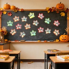50 PCS Iridescent Fall Leaves Bulletin Board Thanksgiving Harvest Decor