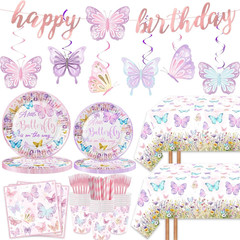 149 Pcs Butterfly Baby Shower Party Supplies Pink a Little Butterfly Is on the W