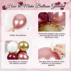 Burgundy Birthday Decorations, Burgundy Rose Gold White Balloons Happy Birthd…