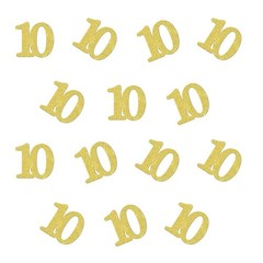 Double Side Gold Glitter Paper Number 10 Confetti 100pcs 10th Anniversary